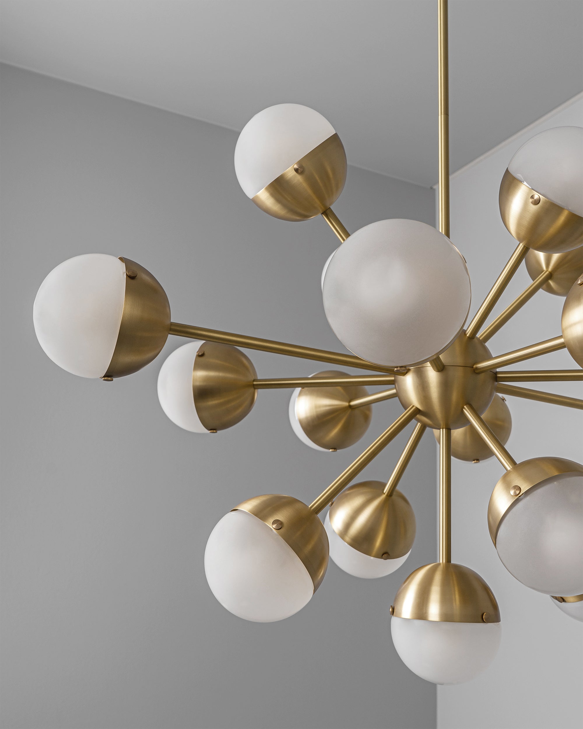 Schwung Molecule Spark Oval 17 Frosted Hemisphere Chandelier